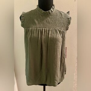 Nanette Lepore Sage Green Smocked Top S NWT